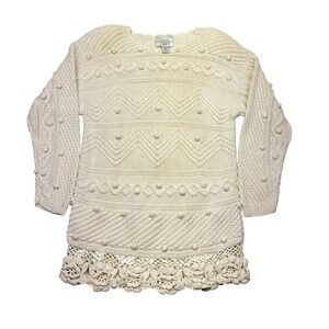 VTG EXPRESS‎ C.IE Internationale Women Hand Knitted Crochet Sweater Textured M
